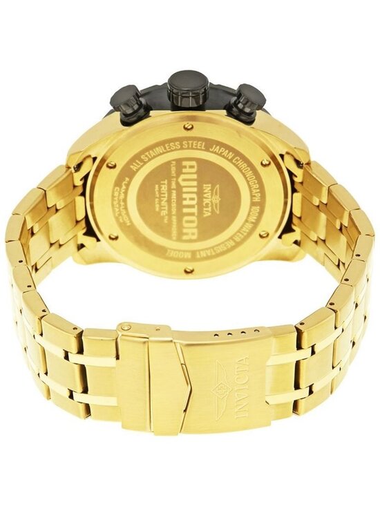 NWT Invicta Aviator Chronograph Black Dial Gold-plated Men\'s Watch